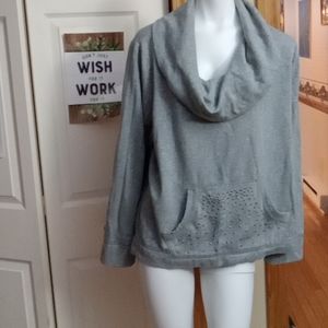 Studded cropped cowl neck sweatshirt